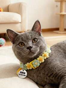 1 chiếc khăn quàng cổ/vòng cổ cho thú cưng thủ công, thiết kế hoa nhiều màu sắc dễ thương, có thể khắc số ID và thông tin liên hệ của thú cưng, vòng cổ điều chỉnh được, không gây nghẹt thở cho mèo và chó, món quà lý tưởng cho thú cưng. - Nhiều màu - Xem 4