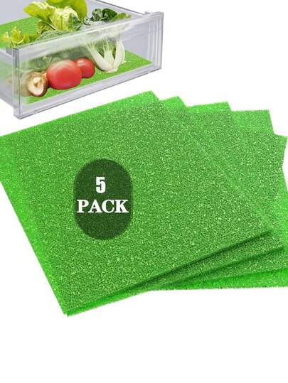 5 قطع من بطانات أدراج الثلاجة، وسائد حفظ الفواكه والخضروات لأدراج الثلاجة، تنظيم الثلاجة، بطانات رفوف الثلاجة الخضراء الطازجة