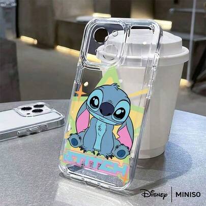 Miniso 1pc Disney Stitch Retro Star Phone Case Suitable For IPhone 17/17 Pro/17 Pro Max/17 Air/16/15/14/13/12/11/X Series Iphone 17 Pro Max Case Iphone 17 Pro Case Iphone 17 Case Stocking Stuffers The Girlfriend