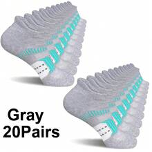 20 Pairs Men's Casual Comfortable Moisture-Wicking Odor-Resistant Sports Socks, Fashionable Ankle Socks - Multicolor - View 21