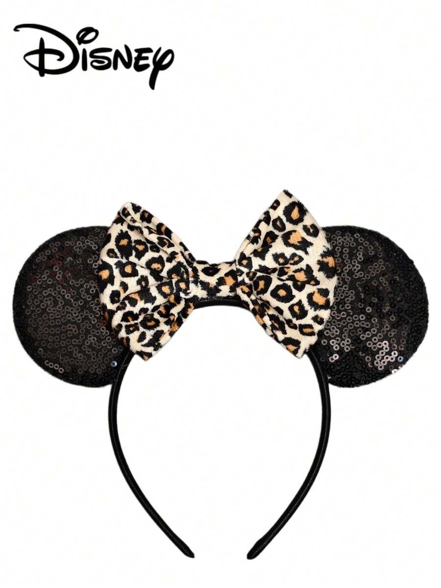Disney 1 chiếc băng đô cài tóc đính kim sa đen và họa tiết da báo, phụ kiện đội đầu dự tiệc, đạo cụ chụp ảnh, phụ kiện công viên giải trí, phù hợp cho tiệc sinh nhật và lễ Phục sinh, kẹp tóc hình nơ hoạt hình dễ thương, phụ kiện trang phục công chúa, băng đô cài tóc. - Nhiều màu - Xem 1