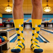 1 Pair Men's Yellow Bowling Style Casual Versatile Sports Mid-Calf Socks - Multicolor - View 5