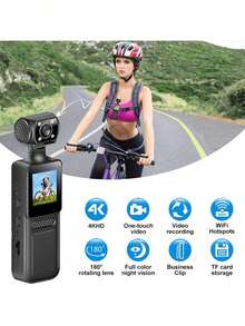 1pc 1080P Full HD Sports Clip Camera - Wearable Clip Design, Black ABS Material | 1500mAh Long Battery Life, Night Vision, 180° Rotatable Lens | 1.31" Screen, Photo/Video/Audio | Ultra-Portable Sports Camera, Lightweight Recorder, High-Quality Construction, Loop Recording, Essential For Adventure Enthusiasts - Multicolor - View 4