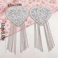 2/6 pièces Patchs thermocollants en forme de cœur à franges scintillantes – Autocollants pailletés à chaud pour vêtements DIY, jeans, chapeaux & accessoires de festival – Patch thermocollant décoration voiture autocollants étoiles – Pour la mode des femmes & ados - don d'amour - Voir 15