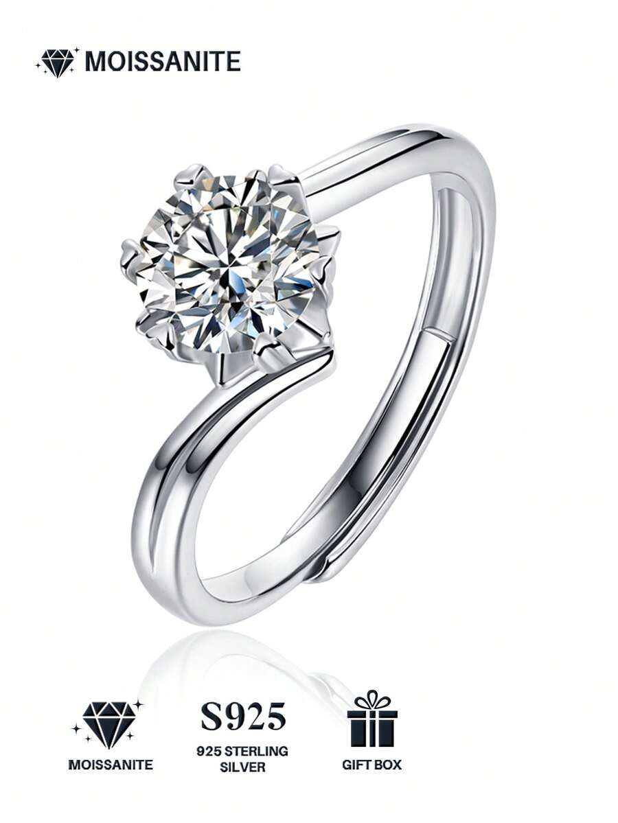 925 Sterling Silver Moissanite Ring For Women, Hypoallergenic High-End Engagement/Wedding Ring, Valentine's Day/Birthday Gift, Oxidation-Resistant Gift Box Packaging