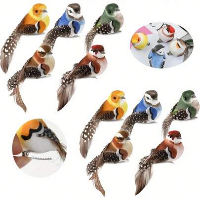 3 món đồ trang trí chim bằng lông vũ nhân tạo kèm kẹp, thích hợp để trang trí sân vườn thu nhỏ, trang trí cành cây, trang trí sân vườn, trang trí đám cưới.