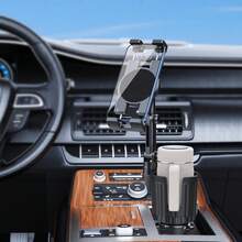 Giá đỡ cốc kiêm giá đỡ điện thoại/máy tính bảng đa năng 2 trong 1 cho ô tô, có tay đỡ kéo dài - Đế xoay 360°, phù hợp với điện thoại/máy tính bảng từ 4-12.9 inch, thích hợp cho ô tô, xe golf, phòng tập gym - Chất liệu polycarbonate bền chắc, giá đỡ máy tính bảng. - màu đen - Xem 4