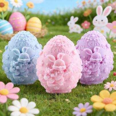 1pc Creative Easter 3D Texture Easter Egg Silicone Mold, Handmade Easter Egg Candles, Aromatherapy Gypsum Decorative Props, Suitable For Festival Ornaments, Easter Atmosphere Creation, Simple Demoulding, Reusable Silicone Mold.