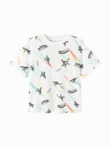 Balabala Áo thun ngắn tay mùa hè cho bé trai với hình in hoạt hình anh hùng vui nhộn, áo thun in hình mới về phong cách thường ngày cho trẻ em. - Tông màu trắng - Xem 1