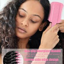 2/1pc Curling Hair Brush, Easy Styling For Defined Curls And Waves, Effective Edge Design, Medium Width Side Edges Effectively Separate And Style Curly Hair, Suitable For Dry And Wet Hair, For Men And Women, Reduces Frizz, Easy Styling At Home Or Travel (Pink, Purple, Green) - Multicolor - View 3