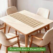 1pc Bohemian Minimalist Caramel Brown Plaid Pattern Polyester Rectangular Table Runner, Single-Sided Printing, Suitable For Home Kitchen Dining Room Indoor/Outdoor Decor, Great For Holiday Gatherings And Celebrations - Multicolor - View 11