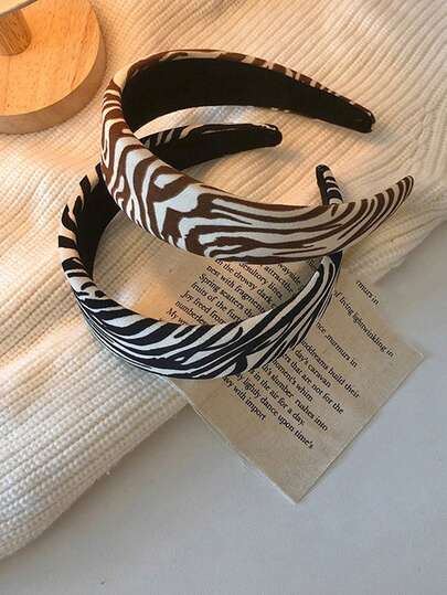 1pc Elegant Vintage Zebra Pattern Wide-Banded Headband, Minimalist Versatile Hair Accessory Hair Band Hair Hoop,Summer,Holiday,Travel