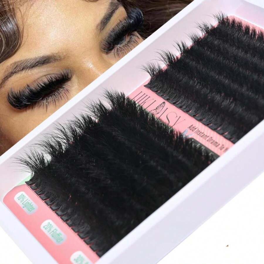 Lash Cluster 260D Full Volume Cluster Lashes Bold 12-18mm Mega Lash Clusters Supplies Wispy D Curve False Eyelashes Clusters Reusable DIY Salon Look Eye Lash Clusters Extension By Hiklasy - Màu A - Xem 1