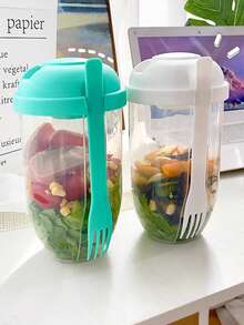 1/2pcs Portable Salad Cup With Built-In Fork, Large Capacity Leak-Proof, Ideal For Office Workers, Students, Outdoor Picnics, Commuting, Random Color - View 7