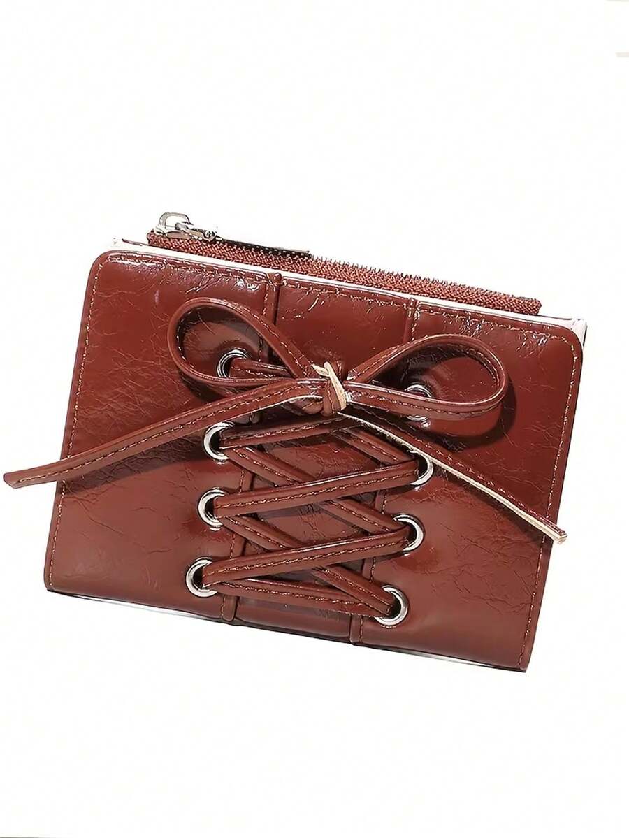 2026 Women's Wallet - PU Leather Bow Tie Design Short Wallet, Multi-Card Slots Zipper Coin Purse, Fashion Versatile Credit Card Holder - Multicolor - View 1