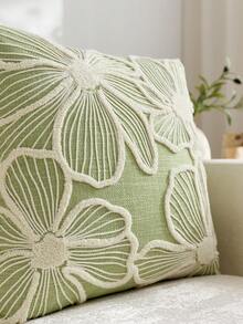 1 buah Sarung Bantal Hias Bordir Bunga Hijau Minimalis Modern, Sarung Bantal Bunga Musim Semi/Panas, Cocok untuk Dekorasi Dalam Ruangan, Sarung Bantal Sepanjang Musim, Isian Bantal Tidak Termasuk - Hijau - View 6