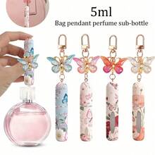 For Butterfly Themed 5ml Perfume Refill Bottle Keychain For Women Travel Portable Cosmetic Spray Container With Bottom Filling System Girls Gift Idea - A - 查看 2
