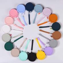1pc Circular Silicone Dog Treat Bag, Pet Snack Bag, Coin Pouch, Earphone Case, Zipper Storage Bag - Multicolor - View 2