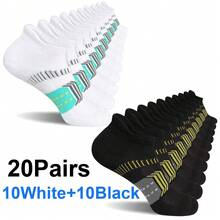 20 Pairs Men's Casual Comfortable Moisture-Wicking Odor-Resistant Sports Socks, Fashionable Ankle Socks - Multicolor - View 11
