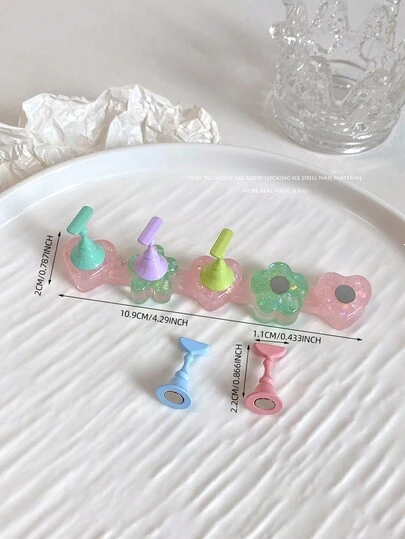 美甲装饰品，十字美甲亮片星形心形长底板，彩色喷漆多巴胺合金金色练习指甲贴片，韩式美甲配件，美甲装饰展示工具和支架