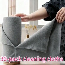 XFHSZ 30-Piece Super Absorbent & Rust-Resistant Microfiber Cleaning Cloth Set, Multi-Purpose Kitchen Heavy Grease Removal Cloths, Powerful Stain Removal Without Residue, Washable & Reusable, Lint-Free & Fuzz-Free, Non-Scratching On Kitchenware Surfaces, Wet & Dry Dual-Use Cleaning Roll Towels, Suitable For Living Room, Bathroom, Glass & Furniture Cleaning, Time-Saving & Labor-Saving Holiday Cleaning Essential, Cost-Effective Must-Have Household Cleaning Kit, Top Choice For Christmas Deep Cleaning Stock-Up - Xám - Xem 1