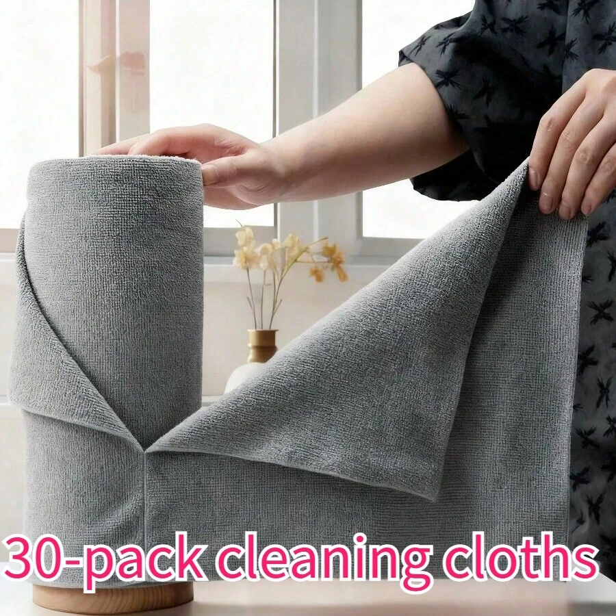 XFHSZ 30-Piece Super Absorbent & Rust-Resistant Microfiber Cleaning Cloth Set, Multi-Purpose Kitchen Heavy Grease Removal Cloths, Powerful Stain Removal Without Residue, Washable & Reusable, Lint-Free & Fuzz-Free, Non-Scratching On Kitchenware Surfaces, Wet & Dry Dual-Use Cleaning Roll Towels, Suitable For Living Room, Bathroom, Glass & Furniture Cleaning, Time-Saving & Labor-Saving Holiday Cleaning Essential, Cost-Effective Must-Have Household Cleaning Kit, Top Choice For Christmas Deep Cleaning Stock-Up - Xám - Xem 1