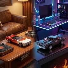 915pcs Muscle Car Building Blocks, Flame Convertible Sports Car Model, Assembly Toy, Adult Collectible Desktop Decor Gift, Vintage Flame Convertible Car Bricks | Recreate American Classic, Mechanical Supercharged Muscle Car Bricks 943pcs Movie-Themed Sports Car Model, Openable Doors Collectible Decor, Non-Electric - Multicolor - View 3