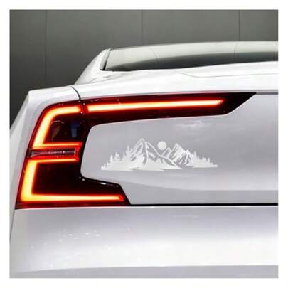 Snow Mountain Tree Car Sticker Decal Vinyl Reflective Auto Window Sticker Mountains Graphic Bumper Decal Vehicle Tailgate Decoration Accessories For Laptop Wall Truck SUV Reflective-WH