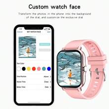 智能手表功能：自定义壁纸、音乐控制、社交应用通知、来电提醒、短信提醒、心率监测、多种运动模式、闹钟、久坐提醒、手机查找、音乐播放、秒表、计步器、距离测量、卡路里消耗测量、睡眠监测、心率监测、血压测量、血氧饱和度监测、设备查找、语言切换、抬腕唤醒 - 粉色 - 查看 6