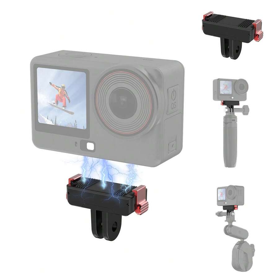 Dành cho Osmo Action 6 / Nano PULUZ Đế gắn từ tính hai càng bằng nhựa, tháo nhanh (Màu đen) - Xem 1