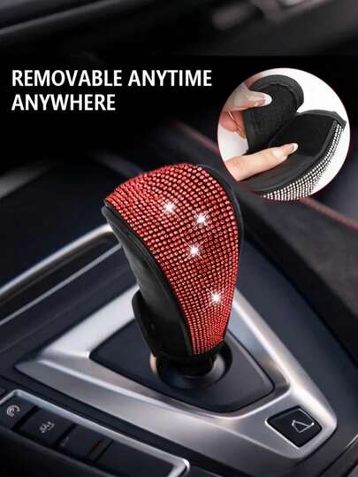 Funda brillante para perilla de palanca de cambios de coche con cristales y piedras preciosas, funda para palanca de cambios automática para mujeres y niñas, accesorio de decoración interior