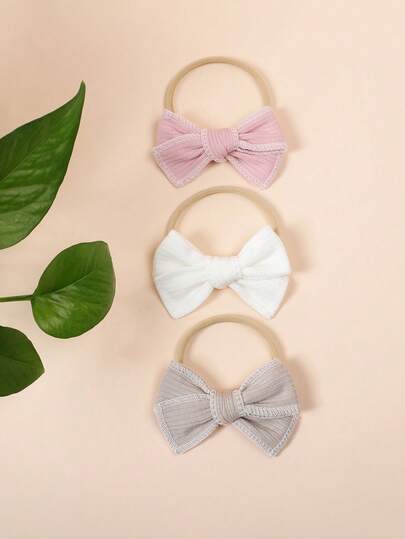 3件套多色婴儿/幼儿蝴蝶结发带，尼龙弹力柔软婴儿发饰，可爱时尚发带，适合拍照，四季皆宜，是居家、休闲、度假、运动、优雅、复古、可爱、学院风等各种场合的理想礼物。