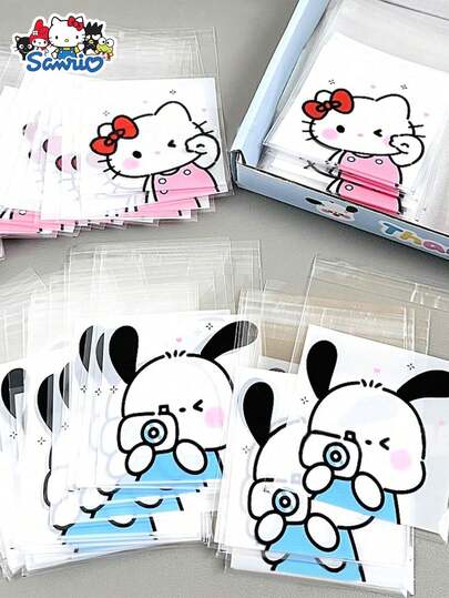 SANRIO 100pcs/Pack Cartoon Cute Jewelry Pouches, Bracelet Bags, Gift Bags, OPP Self-Adhesive Storage Bags
