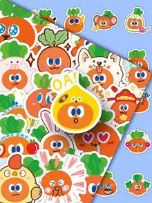 50pcs Cute Cartoon Soft Cute Radish Expression Stickers, Funny Decorative Stationery, Water Bottle, Notebook Stickers - Multicolor - View 1