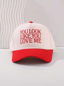 1顶男士“你看上去像爱我”刺绣字母卡车帽，街头休闲棒球帽，适合春季、秋季、旅行、海滩度假 - 刺繡棒球帽 - 查看 1