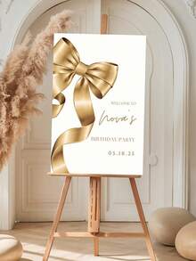 Custom Party Welcome Sign - Gold "Charming" Bow Welcome Template, Sweet Bow Decor Birthday Welcome Sign Template, Luxury Bow Theme Party Decoration - Multicolor 03 - View 6