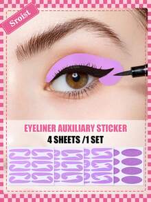 4pcs/Set Makeup Tools, Cat Eye Eyeliner Stencils, Eyeshadow Eyeliner Guides, Cat Eye Liner Stencils, Fox Eye Makeup Templates, Eyeliner Sticker Stencils, Eyemakeup Tools Accessories, Eyeliner Tapes, Eyemakeup Stencil Cards, Slouchy Beginner Eyemakeup Stickers, Eyeliner Stencils - Mauve Purple - View 7