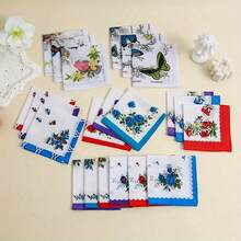 3pcs Printed Handkerchiefs For Women, Retro Vintage Style Small Bird & Butterfly Pattern, Soft & Breathable, Elegant Handkerchief, Suitable For Wedding Bride Gifts,Festival,Travel - Multicolor - View 9