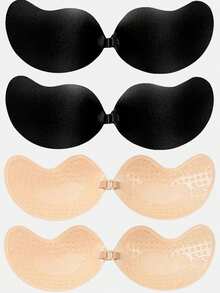 4Pairs Gather Strapless Self-Adhesive Low-Cut Bra Invisible Backless Sticky Bra Seamless Strapless Dress Wedding Dress, Mango-Shaped Bra, Underwear And Nipple Covers - Multicolor - View 24