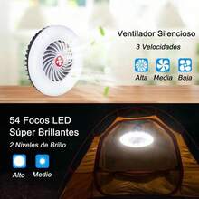 AGUILAMEX Lámpara ventilador de escritorio recargable Luz LED magnético 2 en 1para acampar al aire libre Portátil Mini ventilador de escritorio con luz LED Batería de 2400 mAh carga por USB, con gancho, para acampar, hogar, oficina Versátil Sin soporte - Agua verde azul - Ver 4