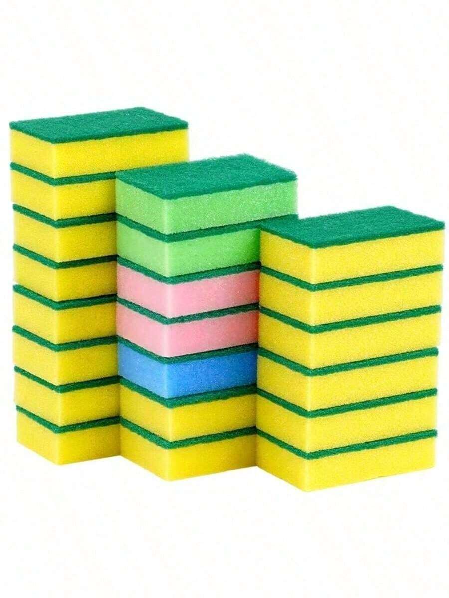 厨房清洁海绵，防刮擦餐具，百洁海绵，适用于碗碟、锅具、毛巾、置物架、水槽、酒店、餐厅、商业场所、厨房等，厨房清洁海绵，洗碗布，清洁垫 - 彩色 - 查看 1