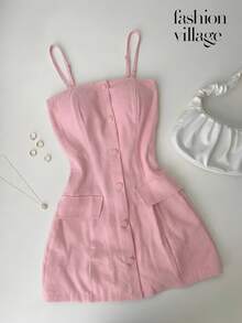 Tailored Jumpsuit With Front Buttons And Utility Pockets – Marrante Collection 2026 - Baby Pink - View 1