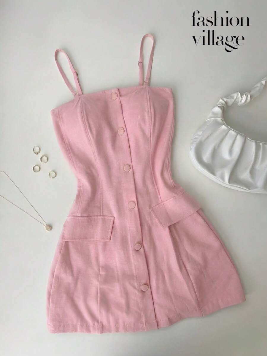 Tailored Jumpsuit With Front Buttons And Utility Pockets – Marrante Collection 2026 - Baby Pink - View 1