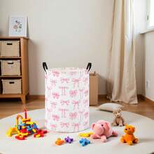1 pezzo Cesto portabiancheria per camera adatto per la stanza di ragazzi e ragazze, scatola organizer per giocattoli dei bambini, decorazione per la stanza in stile bohémien (fiocco rosa) - Rosa - Visualizzare 6