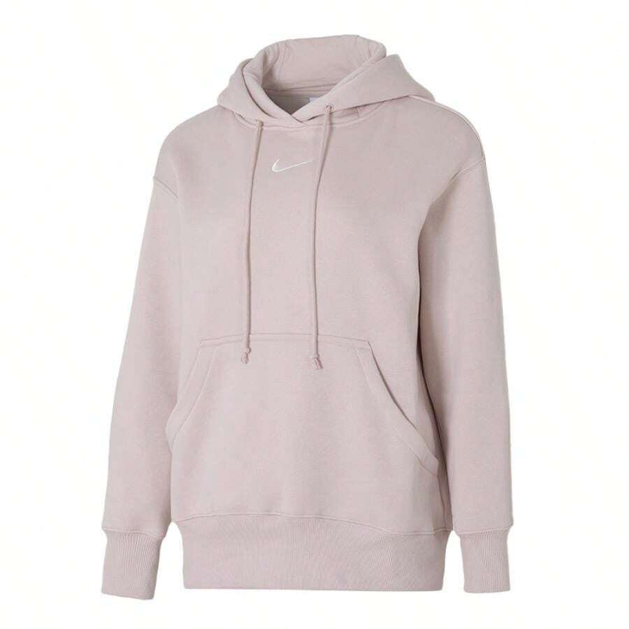 Nike 女士抓绒卫衣,AS W NSW PHNX FLC OS PO 卫衣,休闲日常穿着及运动服,简约舒适套头衫,DQ5861-667 - 帆白)/粉砂岩紅 - 查看 1