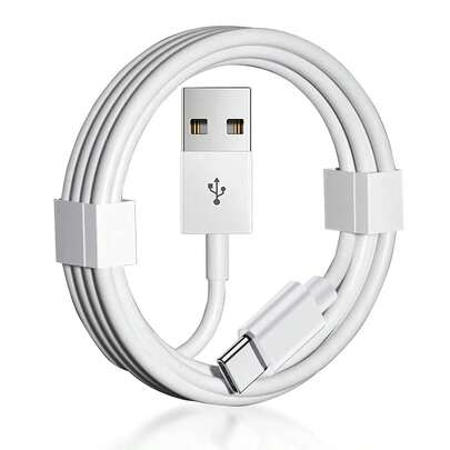 White Solid Color 1/2/5pcs USB-A To USB-C Cable, 3.3FT/100cm Long, Fast Charging & Data Transfer, Compatible With IPhone 17 16 15 Pro Max Plus Mother's Day Birthday