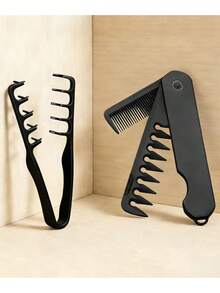 2pcs Retro 2-In-1 Comb, 1pc Styling Comb, Portable Foldable Men's Pompadour Double-Tooth Comb - 2pcs One Ribbed Comb + One Hair Parting Comb - View 4