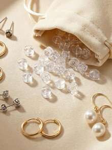 20/50/100 PCS Clear Earring Backs, Hamburg Shaped Clear Earring Backs, Soft Invisible Rubber Stoppers For Studs Hoops Hooks Replacement Earring Backings Earrings/Droopy Ears/Heavy Earrings - Hamburger Clear Earplugs - View 9