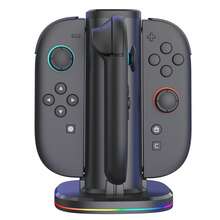 Reletech Estación de carga 4 en 1 para Switch/NS | Cargador inalámbrico rápido simultáneo para Joy-Con y controladores Pro - Negro - Ver 9