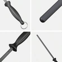 Thanh mài dao chuyên nghiệp, thép đen, hạt mịn, dùng cho nhà bếp và lò mổ. - màu đen - Xem 7